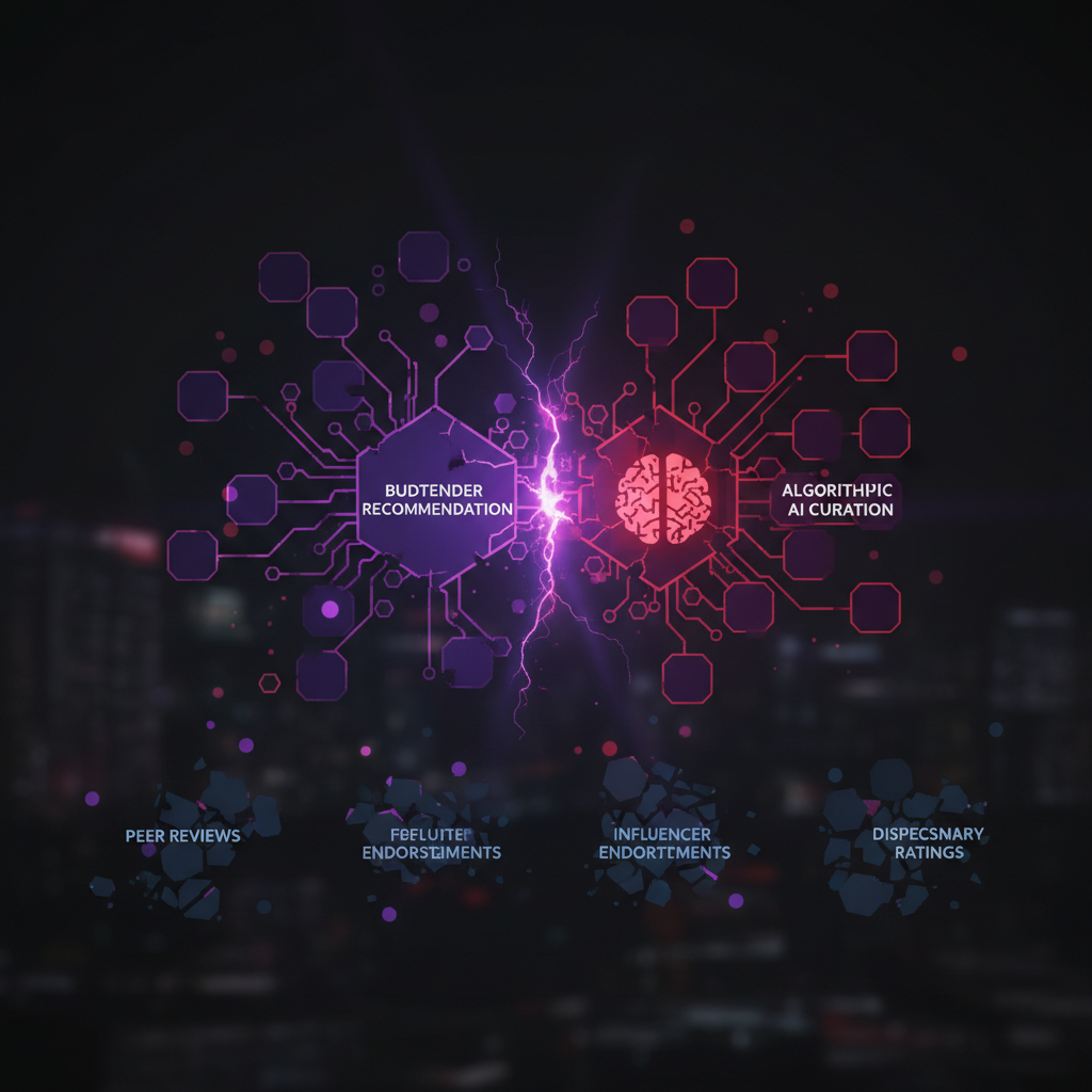 Cannabis social proof ecosystem breaking down as AI curation replaces budtender recommendations